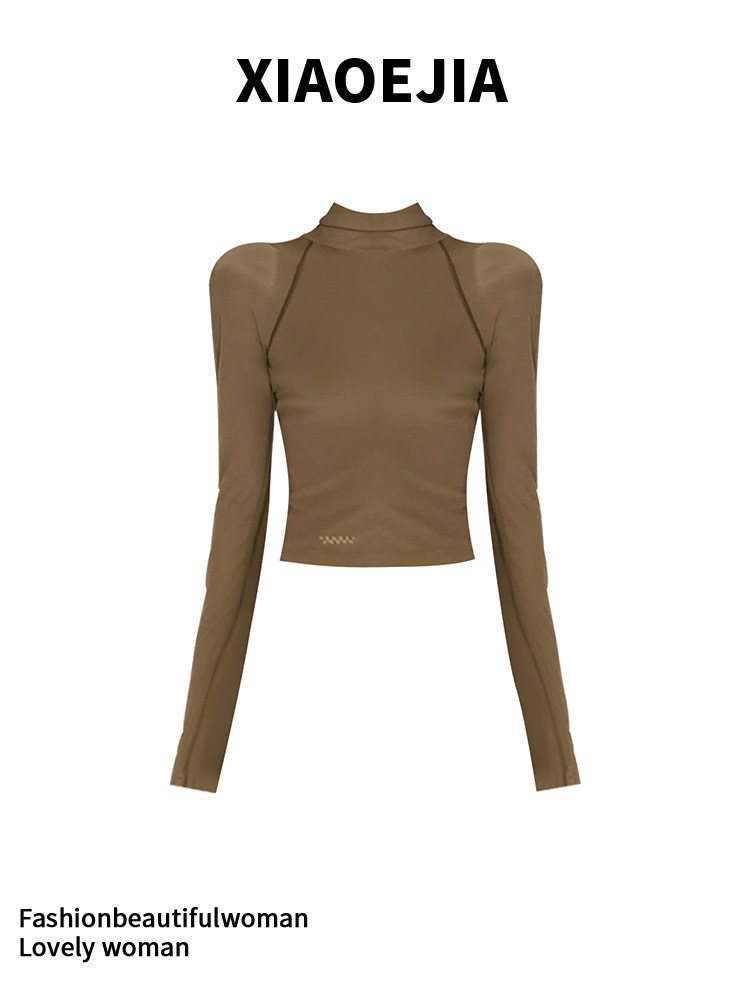 Turtleneck Knit 90S - T-shirt Gothique Vert Femme Harajuku Y2K,