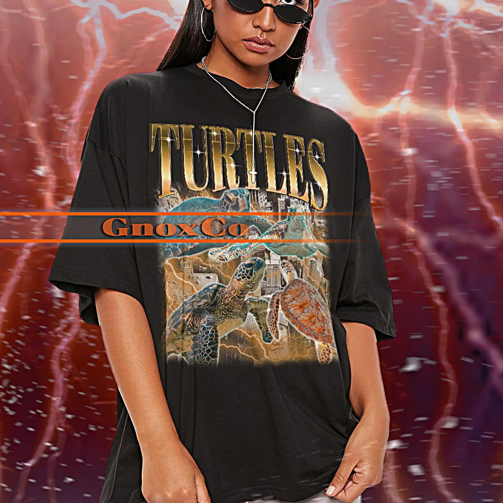 Turtleneck Knit 90S - T-shirt vintage rétro années 90 avec