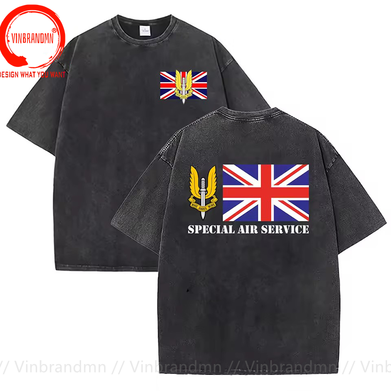Vintage Fashion Uk - Vintage lavé coton T-Shirt britannique militaire