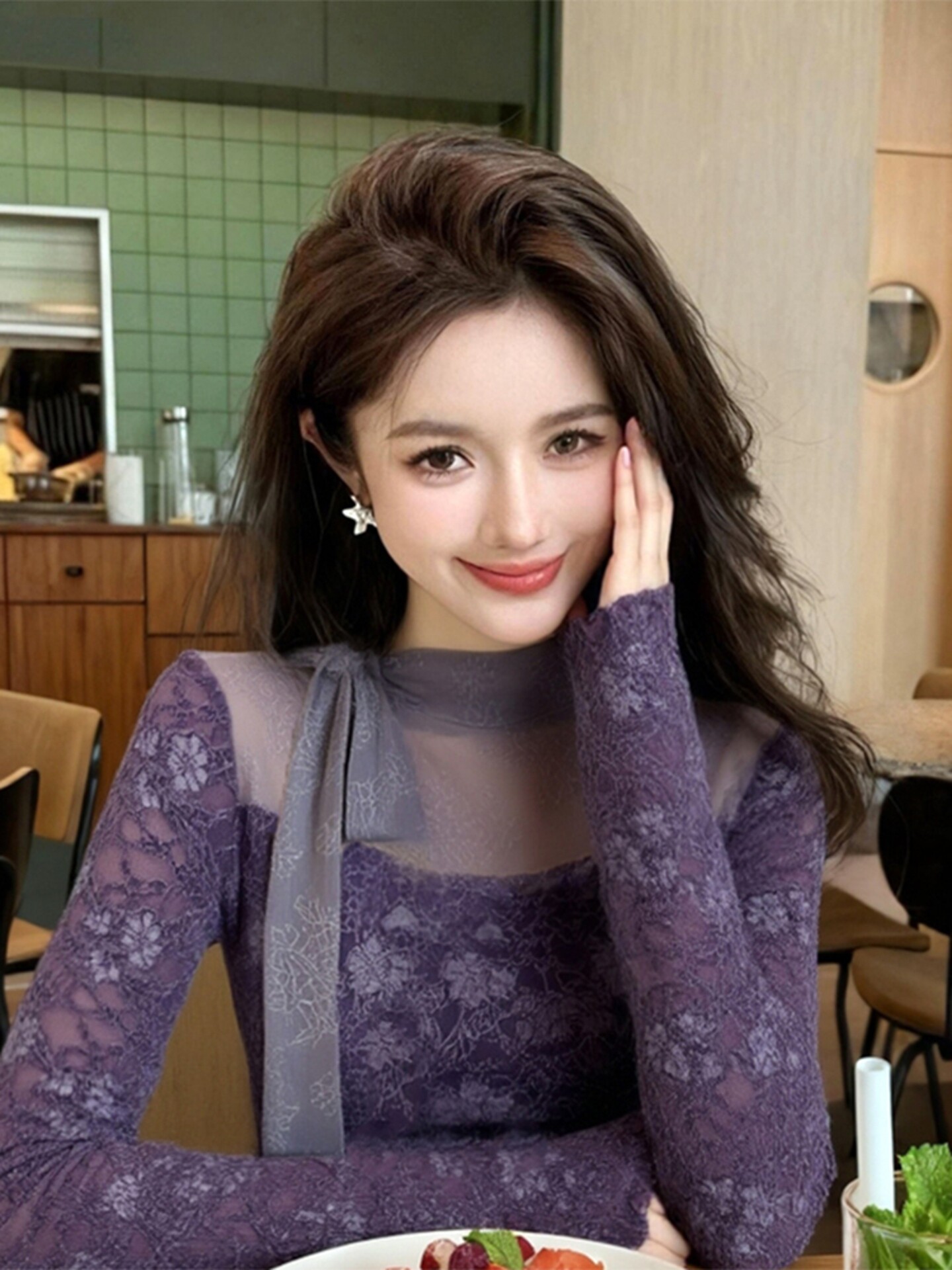 T-shirt gothique violet pour f - Turtleneck Knit 90S avis et prix
