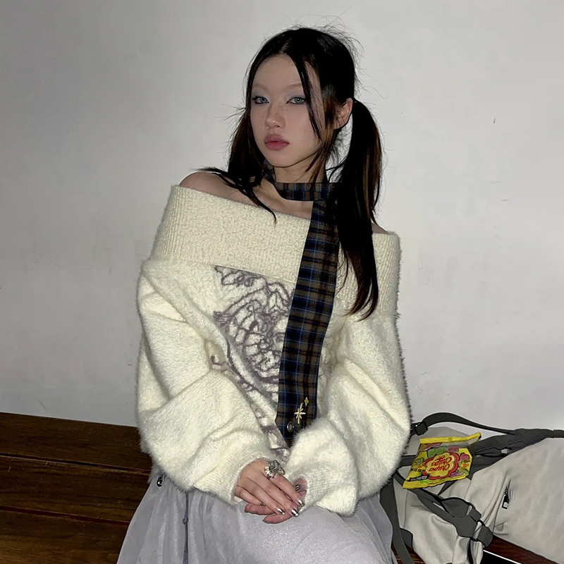 Karrram japonais Y2k brodé pul - Turtleneck Knit 90S avis et prix