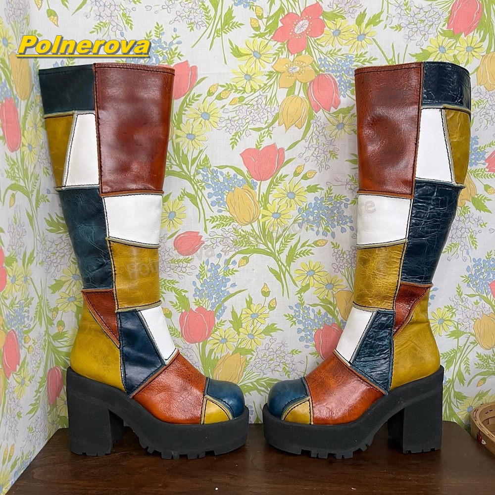 Bottes hautes en cuir patchwor - Vintage Fashion In 2026 avis et prix