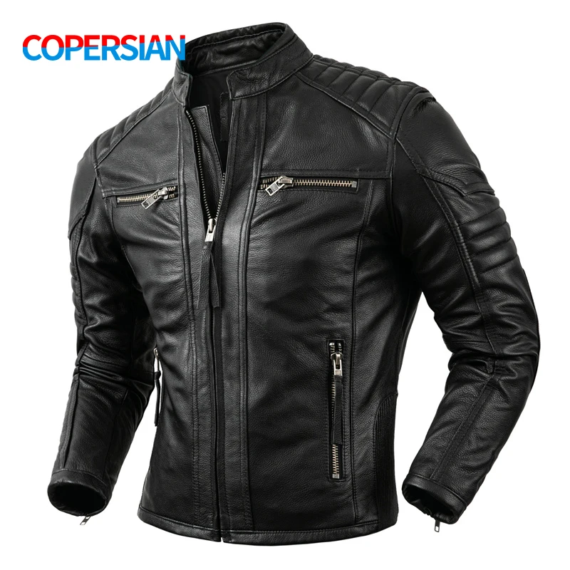 Manteau en cuir de moto vintag - Vintage Fashion Outfits Men avis et prix