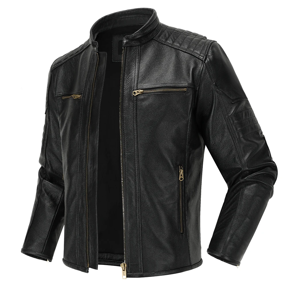 Manteau en cuir de moto vintag - Vintage Fashion Outfits Men avis et prix