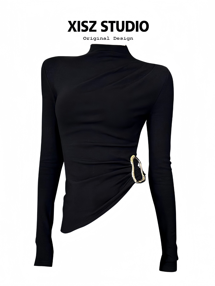 Femmes noir gothiqueT-shirt Ha - Turtleneck Knit 90S avis et prix