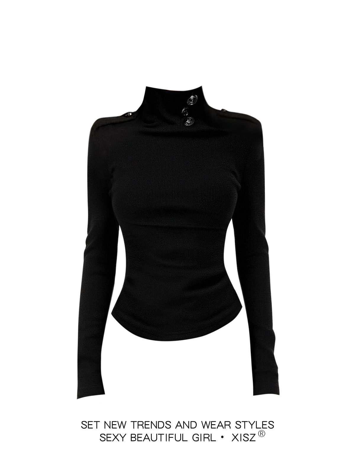 T-shirt gothique noir pour fem - Turtleneck Knit 90S avis et prix