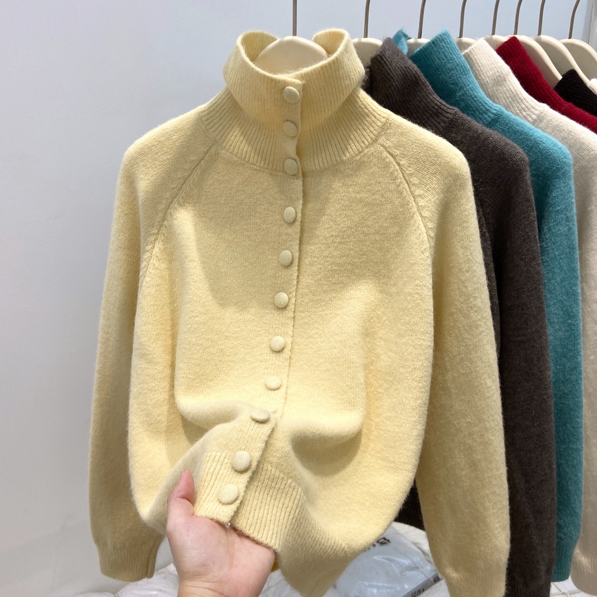 Nouveau Pull en Tricot Uni pou - Turtleneck Knit 90S avis et prix