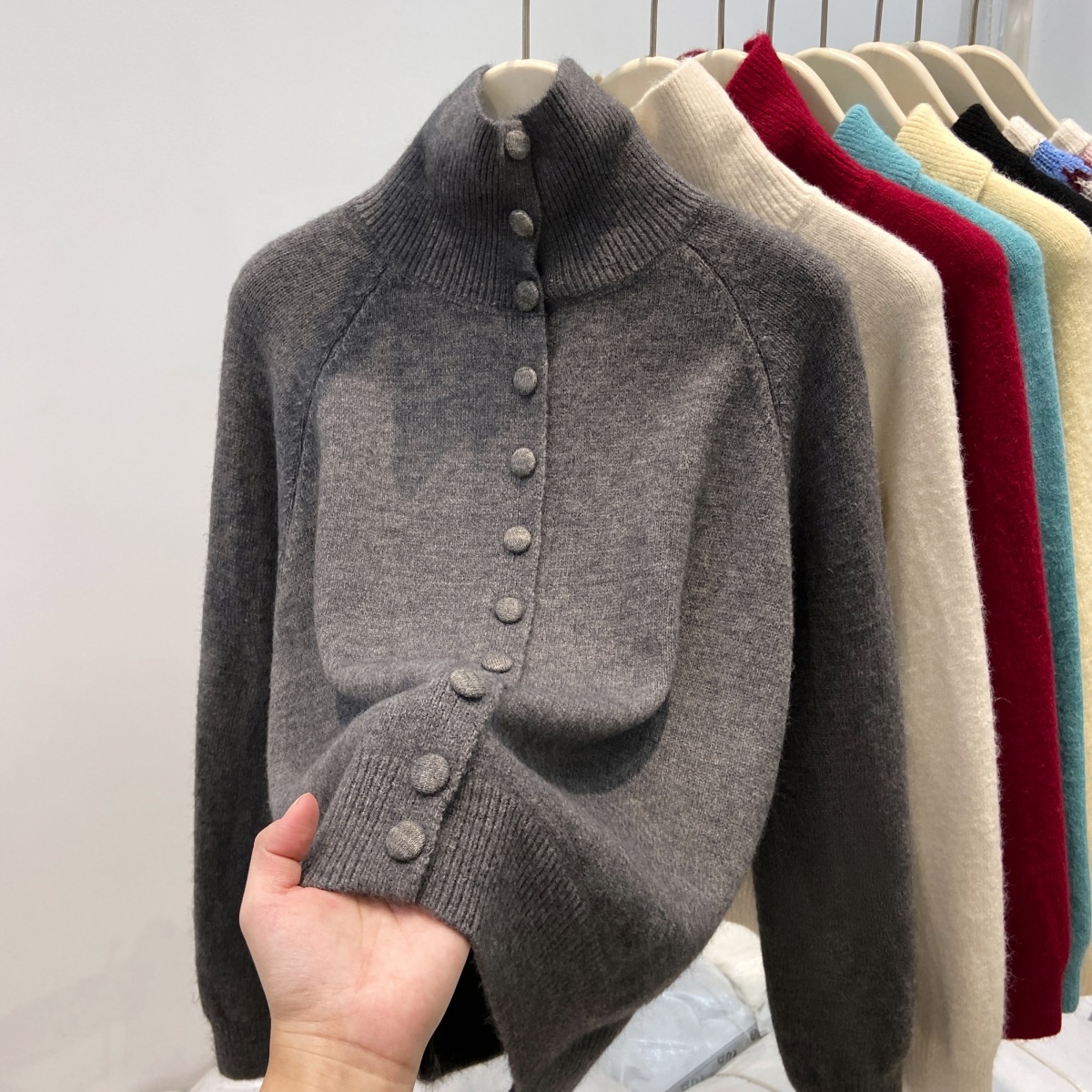 Nouveau Pull en Tricot Uni pou - Turtleneck Knit 90S avis et prix