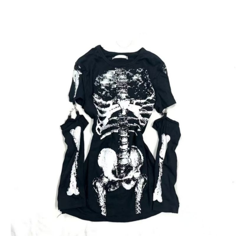 T-shirt graphique squelette go - Vintage Fashion Subculture avis et prix