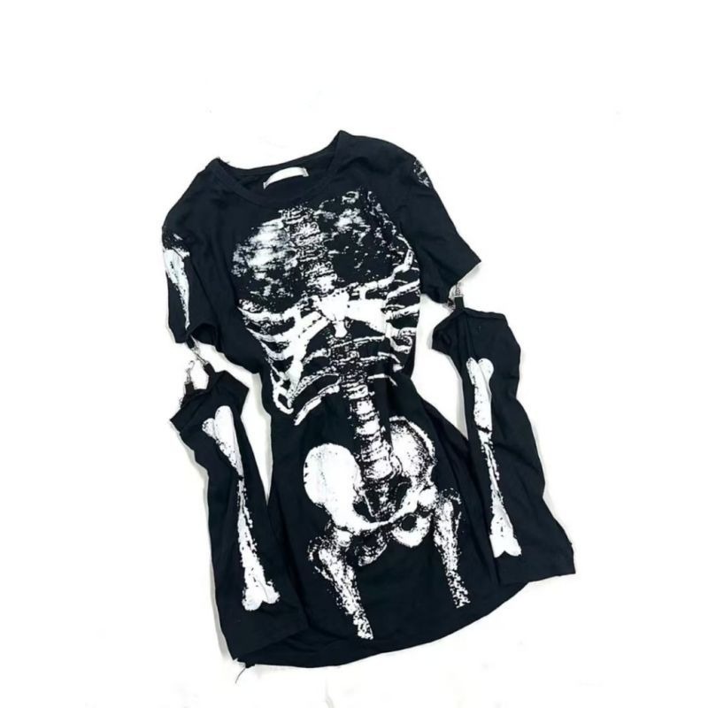 T-shirt graphique squelette go - Vintage Fashion Subculture avis et prix