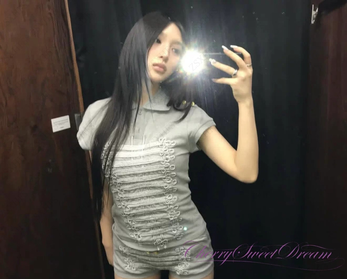 Polo gris brodé en 3D et short - Vintage Fashion Subculture avis et prix