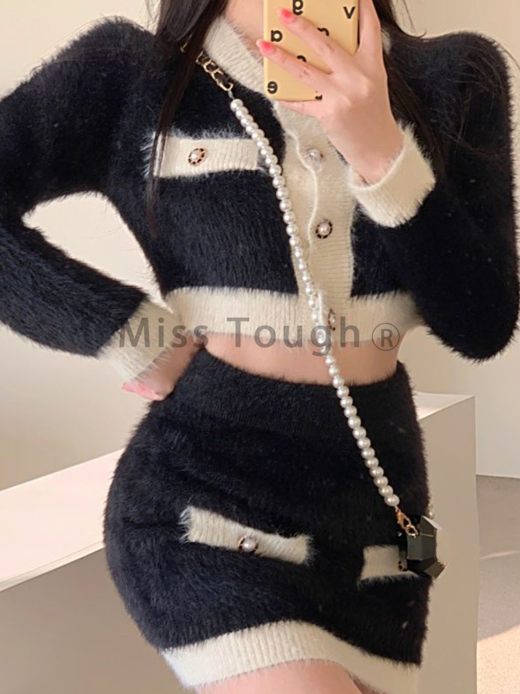 Ensemble mini jupe en tricot m - French Vintage Fashion avis et prix