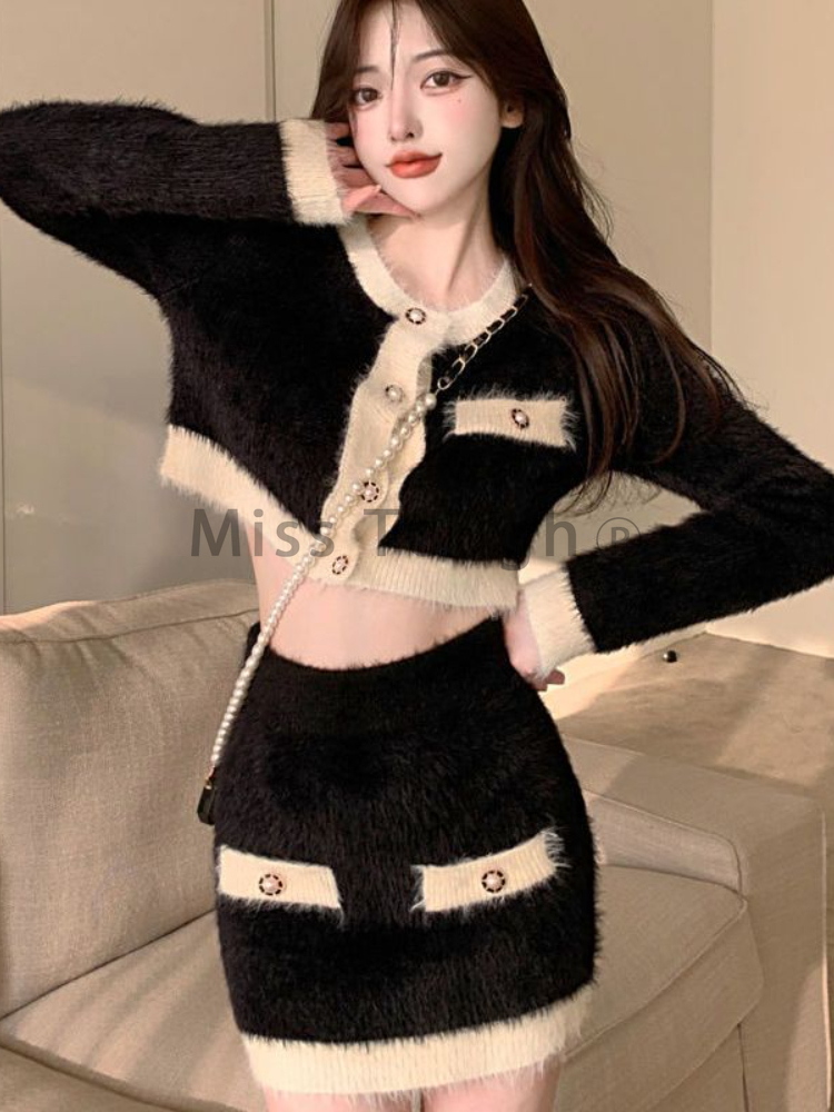 Ensemble mini jupe en tricot m - French Vintage Fashion avis et prix